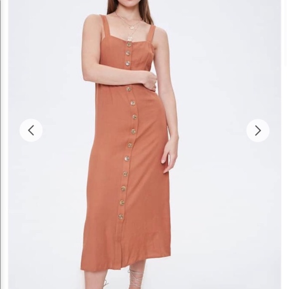 Forever 21 Dresses & Skirts - 🍀Forever 21 Button-Front Cami Dress Camel Size S
